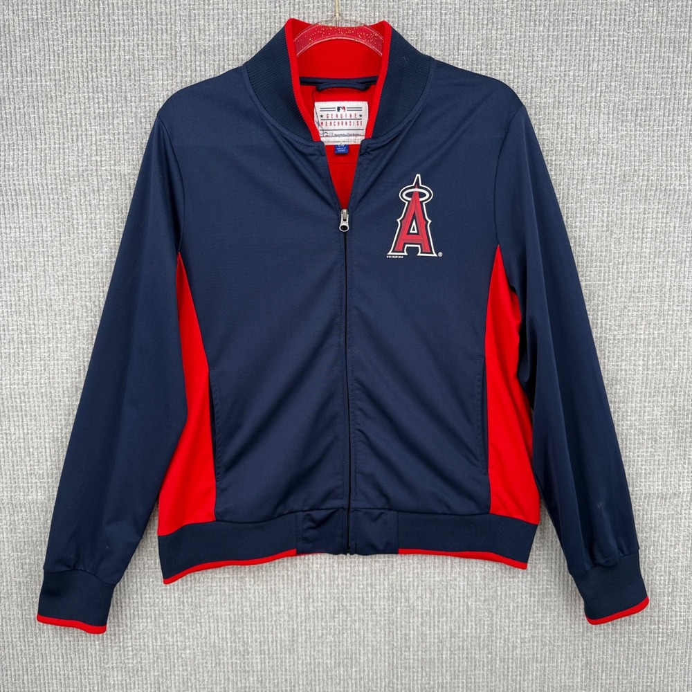 G-III Los Angeles Angels MLB‎ Track Jacket Mens Sz L Full Zip Red Navy